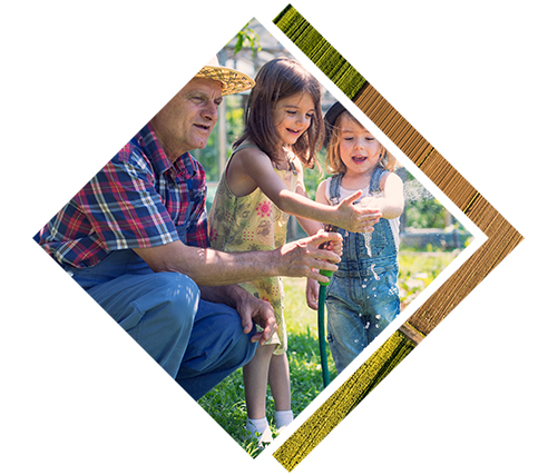Older man and child with fishing pole