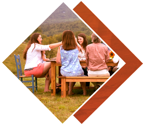 Group of people having meal outside